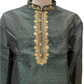 Wonderful Green Color Pure Zardozi Embroidered handwork Kurta With Pajama For Men