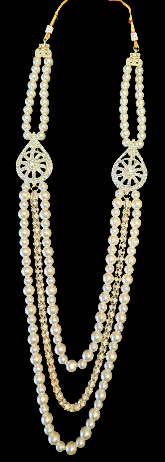 Exquisite Cream Color Pearl Beaded Style Mala For Men