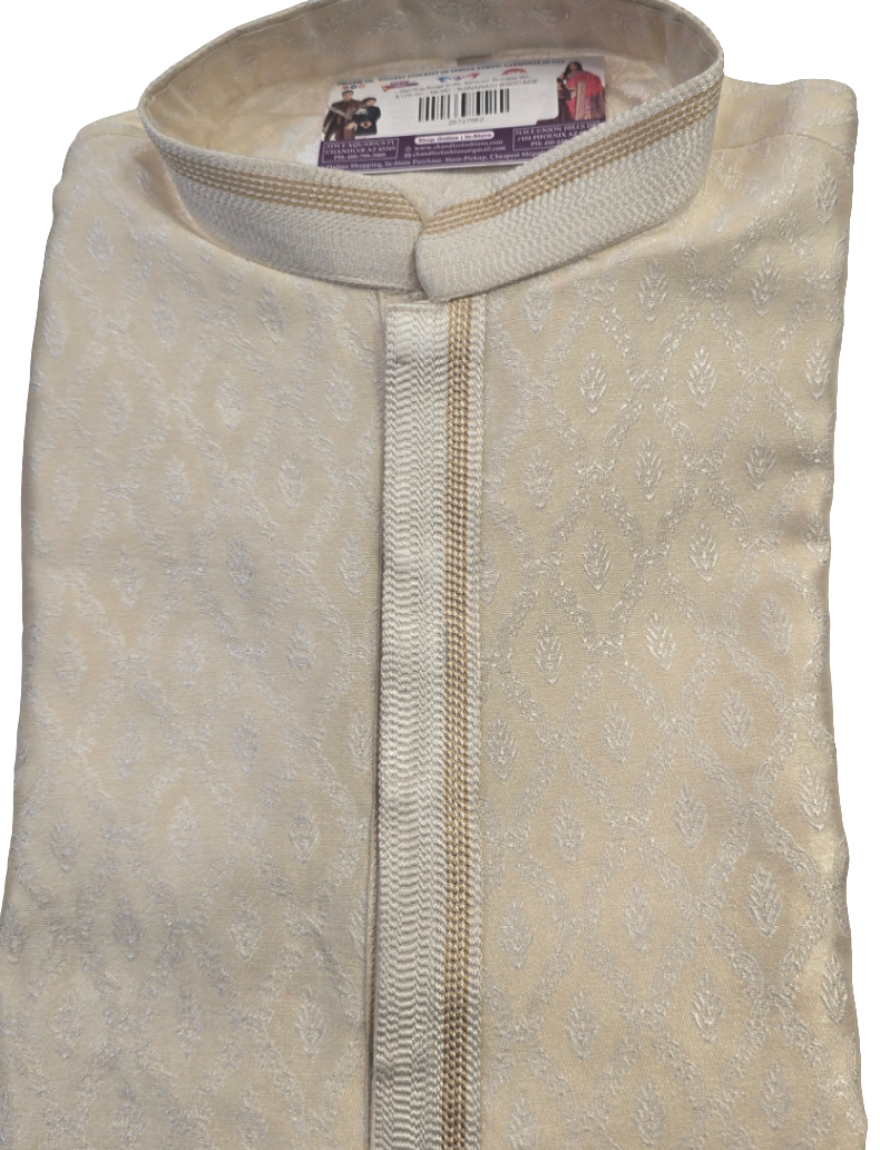 Dazzling Beige Color Banarasi Brocade Kurta Suits For Men