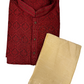 Red Colored Jacquard Kurta Set For Men In USA