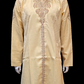 Alluring Beige Color Men's Kurta With Embroidery Work