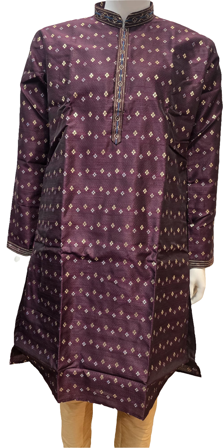 Marvelous Purple Color Cotton Silk Kurta With Pajama For Men