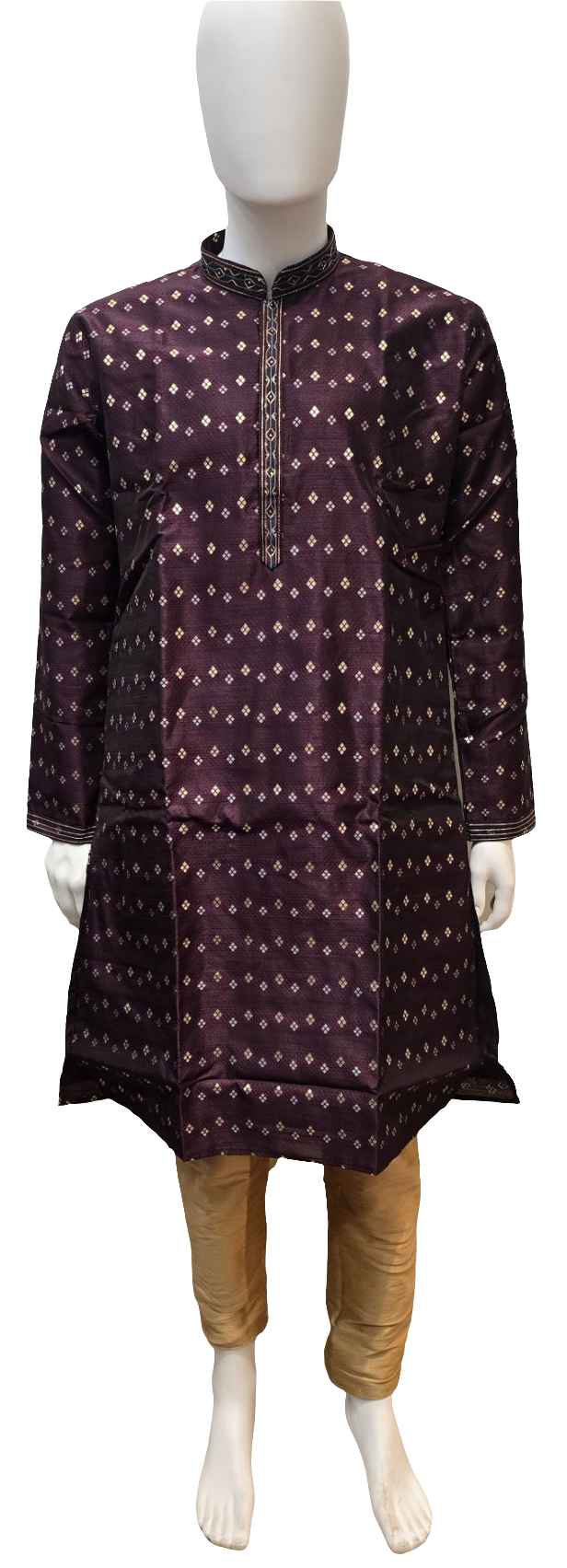 Marvelous Purple Color Cotton Silk Kurta With Pajama For Men