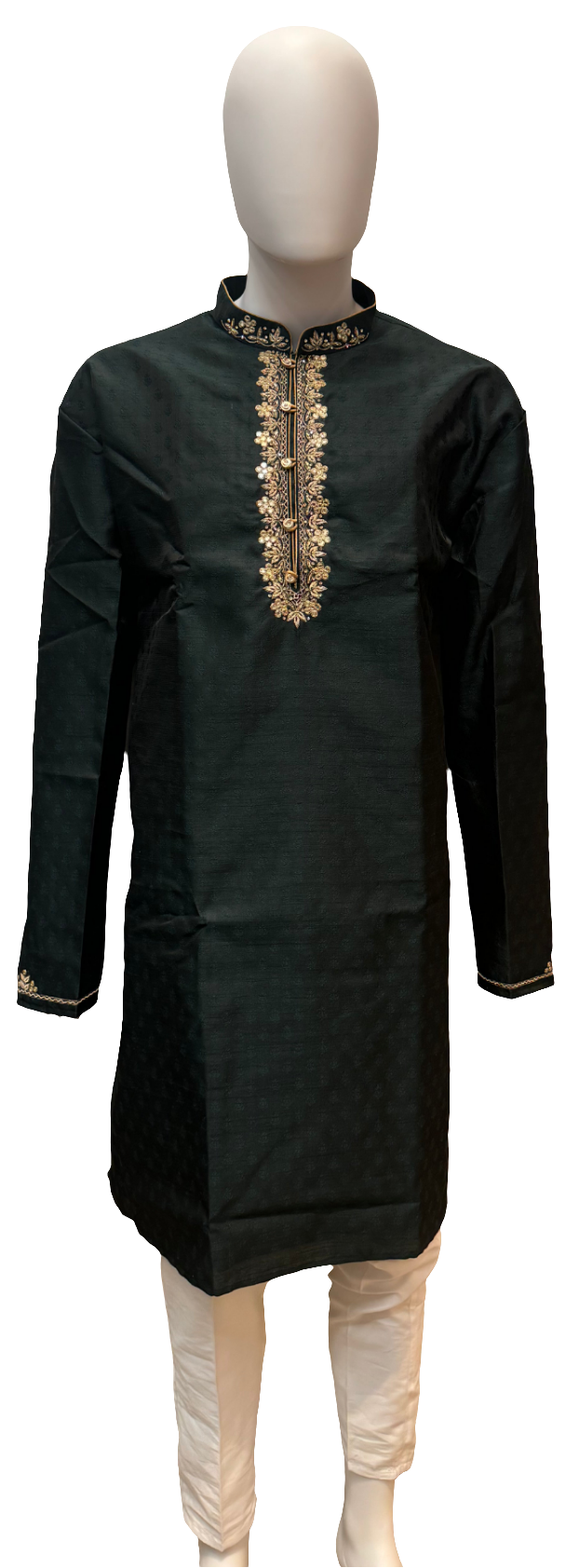 Wonderful Green Color Pure Zardozi Embroidered handwork Kurta With Pajama For Men