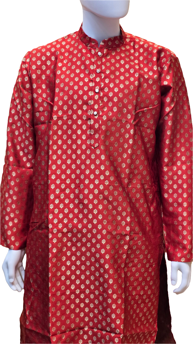 Amazing Red Color Men's Jacquard Banarasi Brocade Kurta Suits