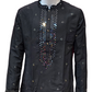 Beautiful Black Colored Silk Brocade Kurta Suits For Men