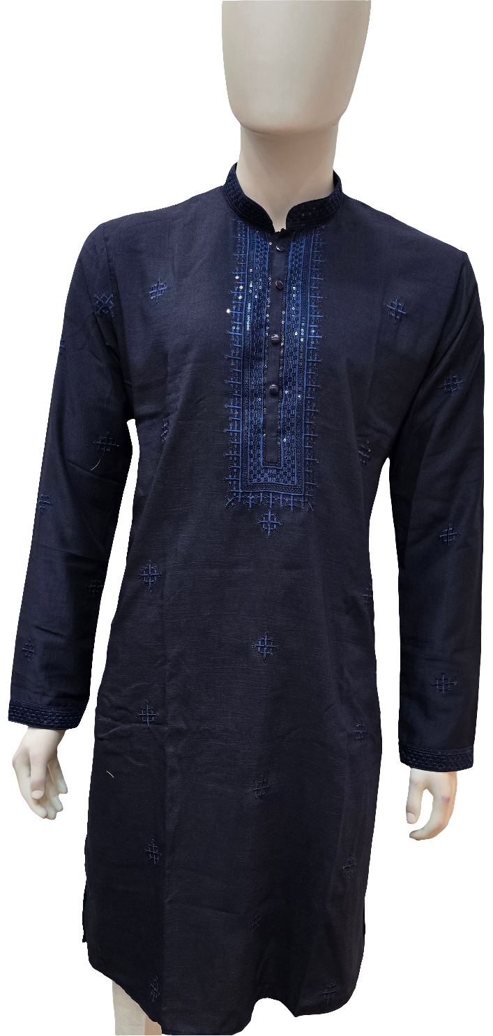 Elegant Blue Color Soft Silk Kurta With Pajama For Men