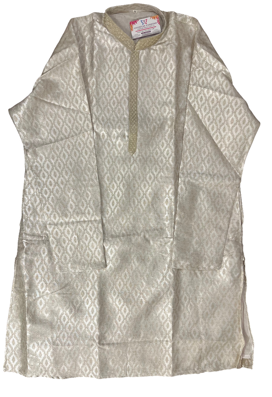 Dazzling Cream Color Full Sleeve Embroidery Work Kurta Pajama Set For Men