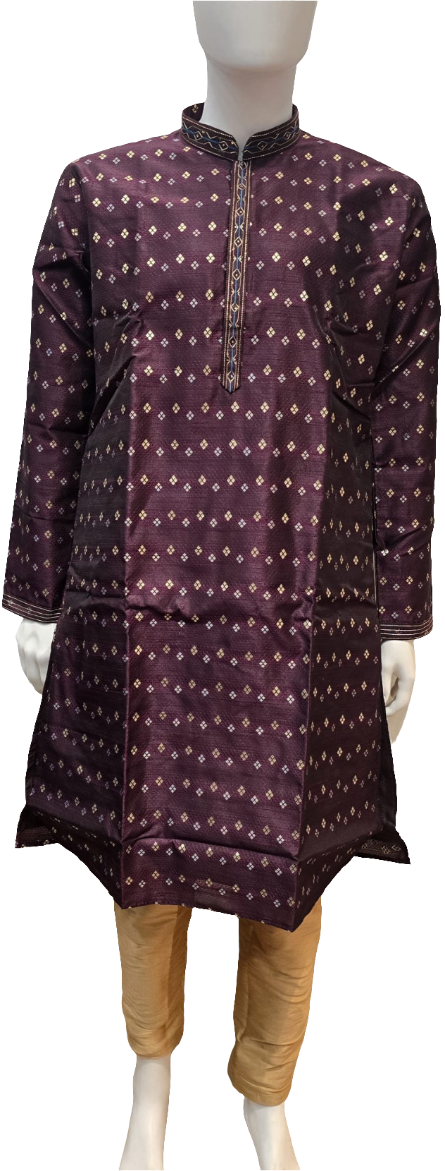 Marvelous Purple Color Cotton Silk Kurta With Pajama For Men