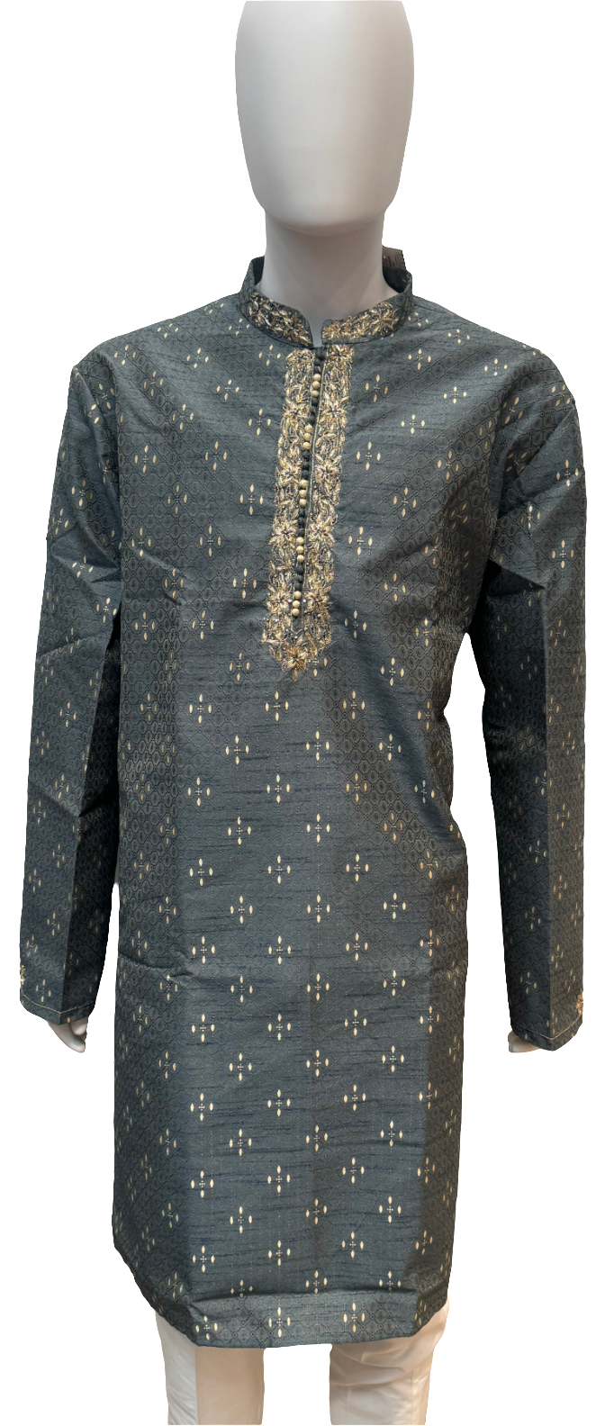 Pretty Gray Color Pure Zardozi handwork Kurta With Pajama For Men