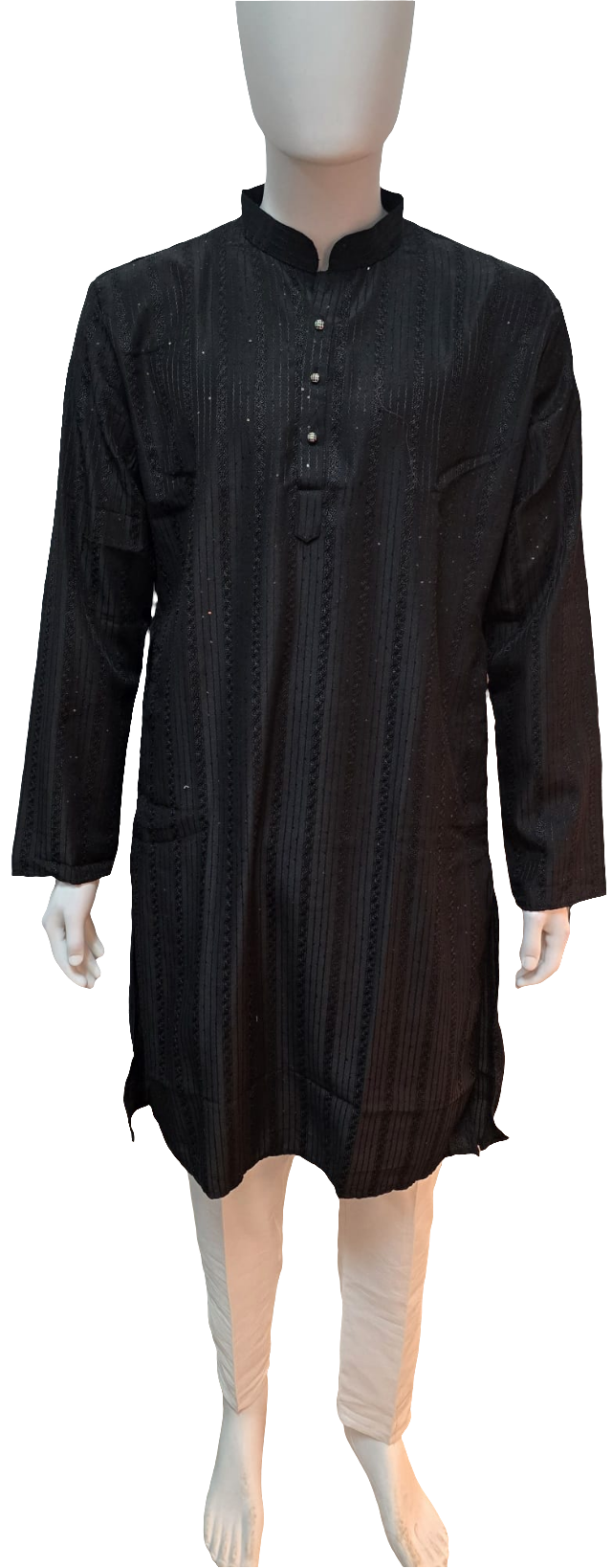 Black Color Cotton Embroidered Kurta With Pajama Near Me