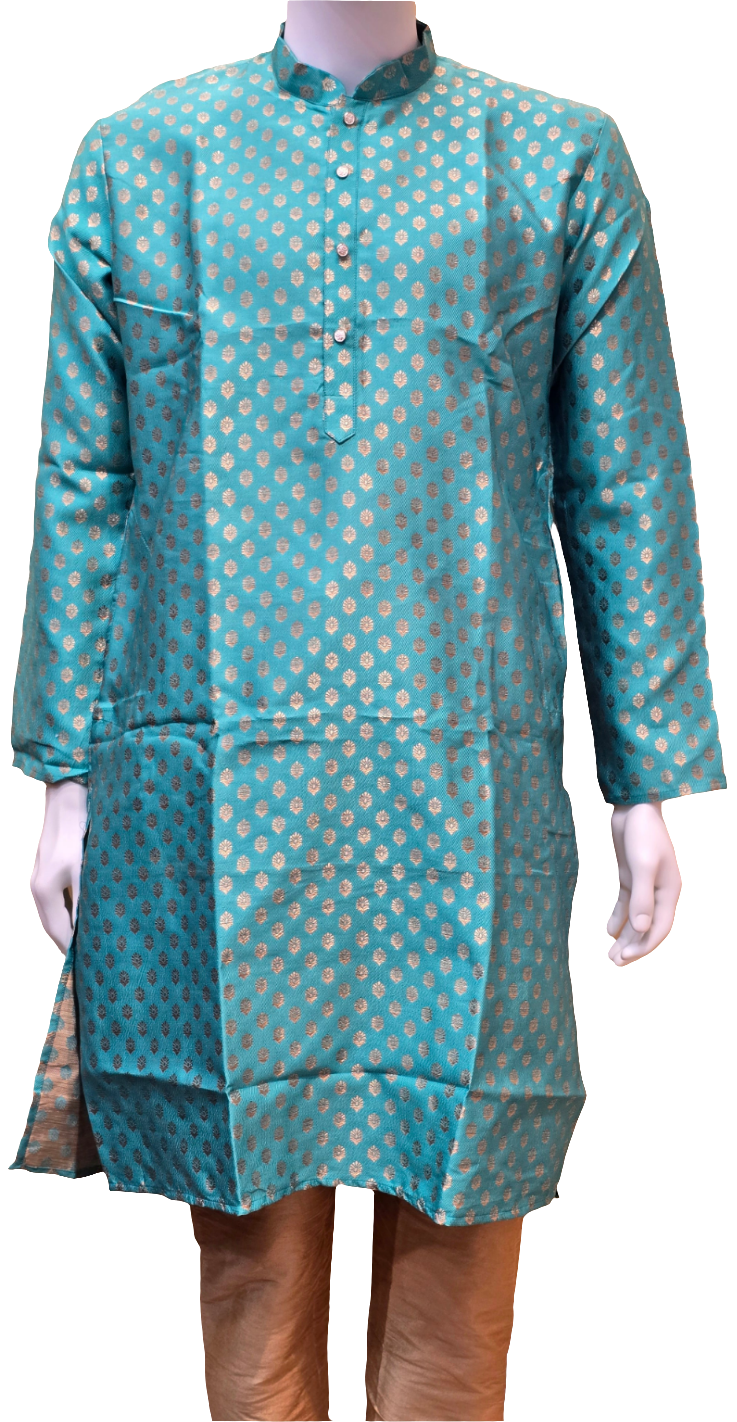 Stunning Green Color Brocade Men's Kurta With Pajama Pant