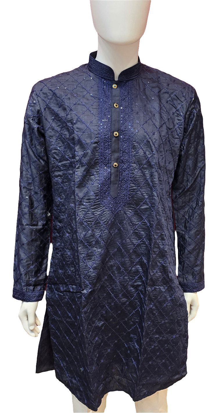 Charming Blue Color Silk Kurta With Embroidery Work Suits For Men Near Me
