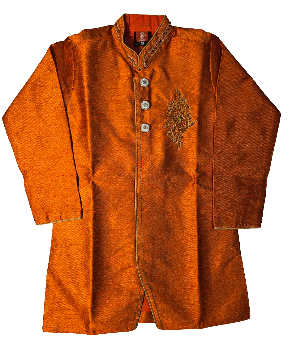 Attractive Orange Colored Sherwani For Boys