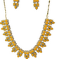 Alluring Leaf Shaped Yellow Stone Oxidized Necklace With Earrings