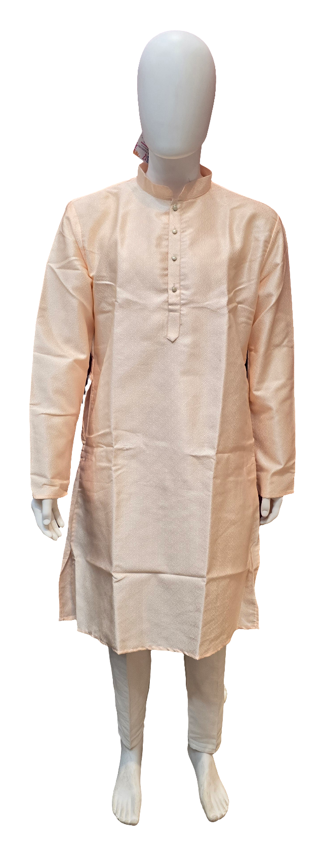 Appealing Peach Color Designer Men's Kurta With Pajama Pant