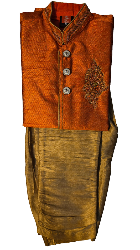 Attractive Orange Colored Sherwani For Boys