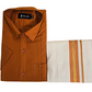 Alluring Brown Color Half Sleeves Cotton Shirt With Matching Border Dhoti Set