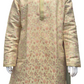 Attractive Pista Green Floral Design Brocade Kurta Pajama Set For Men