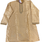 Dazzling Banarasi Brocade Gold Colored Self Design Embroidery Work Kurta Pajama For Men
