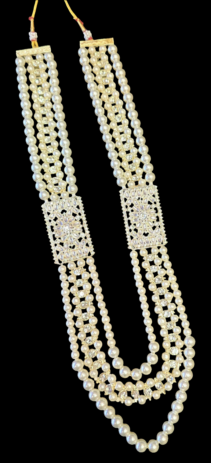 Elegant Cream Color Pearl Beaded Unique Style Mala For Men