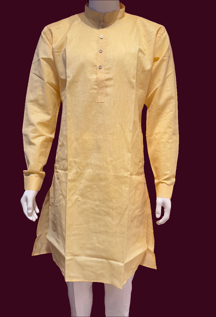 Stunning Light Yellow Color Men's Kurta With Pajama Pant