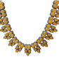 Alluring Leaf Shaped Yellow Stone Oxidized Necklace With Earrings