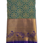 Attractive Green Colored With Golden Purple Border Pure Kanchi Silk Saree For Women