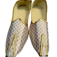 Elegant Silver Color Indian Wedding Sherwani Shoe Mojari Ethnic For Men