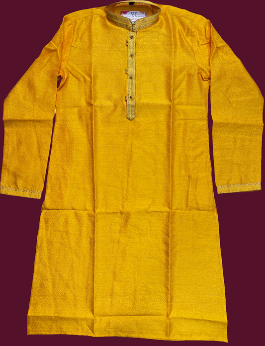 Appealing Yellow Color Jacquard Kurta Suit For Men
