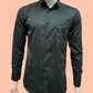 Pleasing Dark Green Color Full Sleeve Shining Silk Shirts For Men