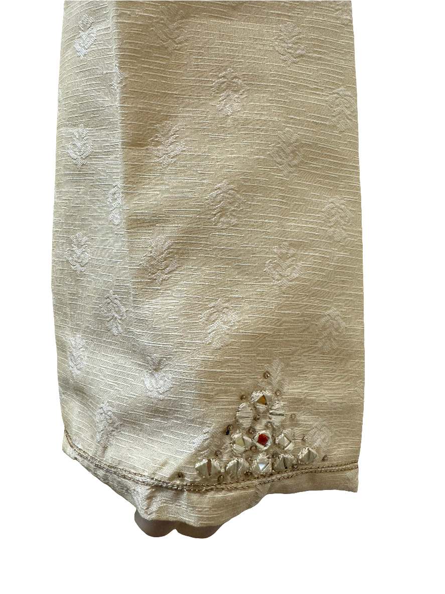 Pretty Brocade Cream Color Zardozi Embroidered handwork Men's Kurta With Pajama