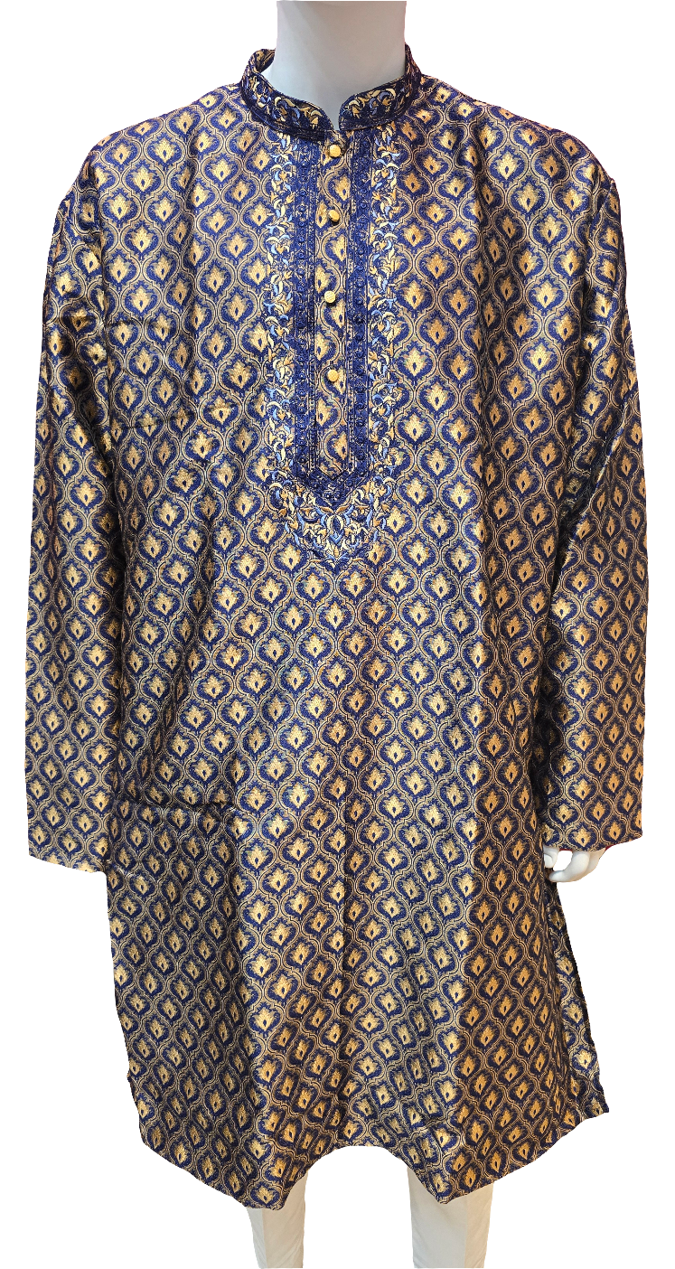 Beautiful Blue Color Jacquard Mens Kurta With Pajama Pant