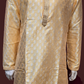 Stunning Cream Color Silver Zari Embroidery Work Banarasi Brocade Kurta Suits For Men
