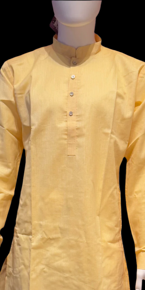 Stunning Light Yellow Color Men's Kurta With Pajama Pant