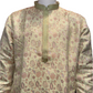 Attractive Pista Green Floral Design Brocade Kurta Pajama Set For Men