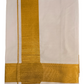 Impressive Premium White Color Dhoti With Gold  Zari Border For Men