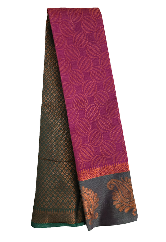 Elegant Pink And Green Color Floral Design Art Silk Saree For Women