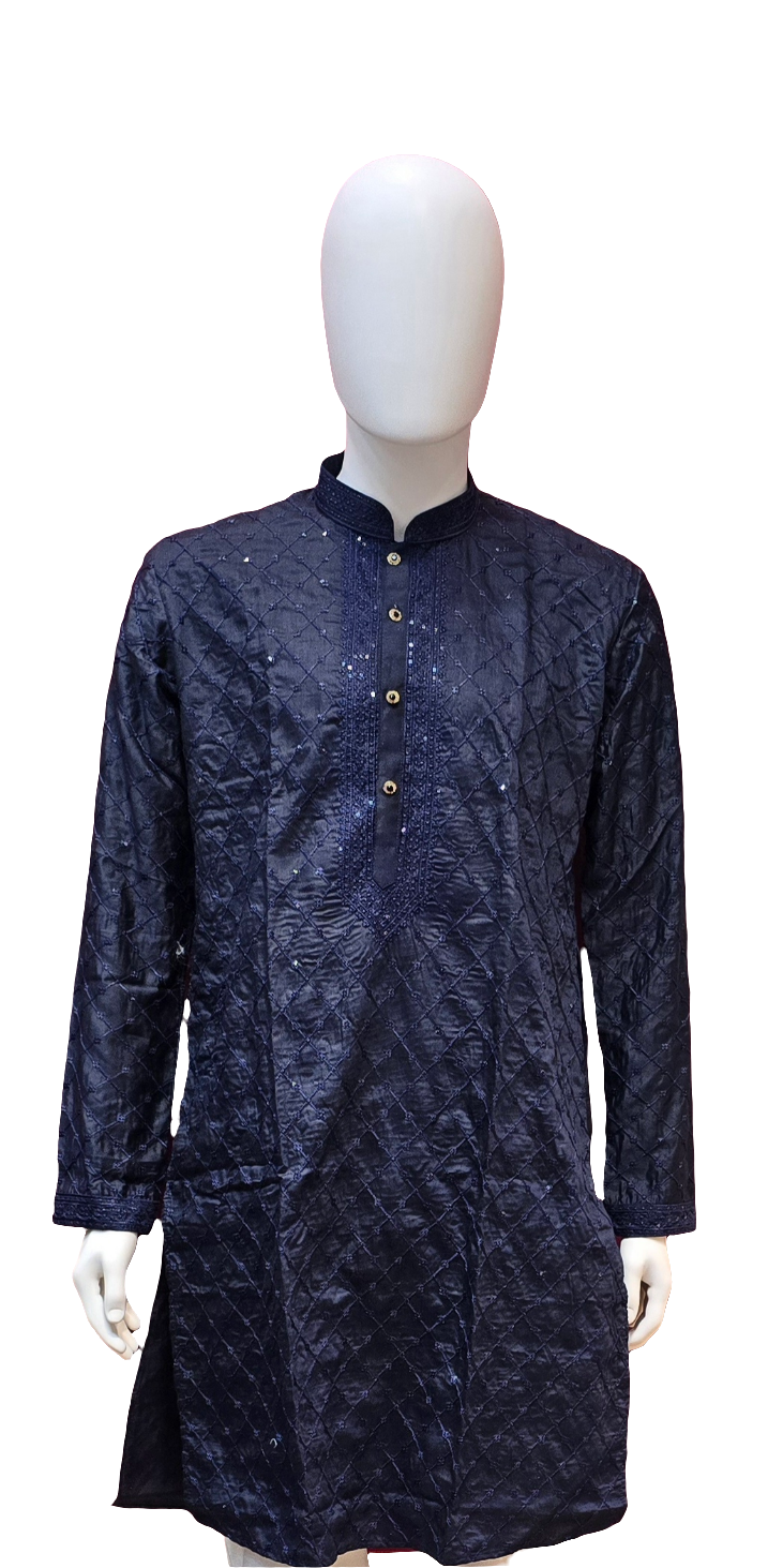 Blue Color Silk Kurta With Embroidery Work Suits For Men In USA