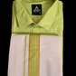 Delightful Green Color Half Sleeves Cotton Shirt With Matching Border Dhoti Set