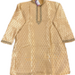 Dazzling Banarasi Brocade Gold Colored Self Design Embroidery Work Kurta Pajama For Men