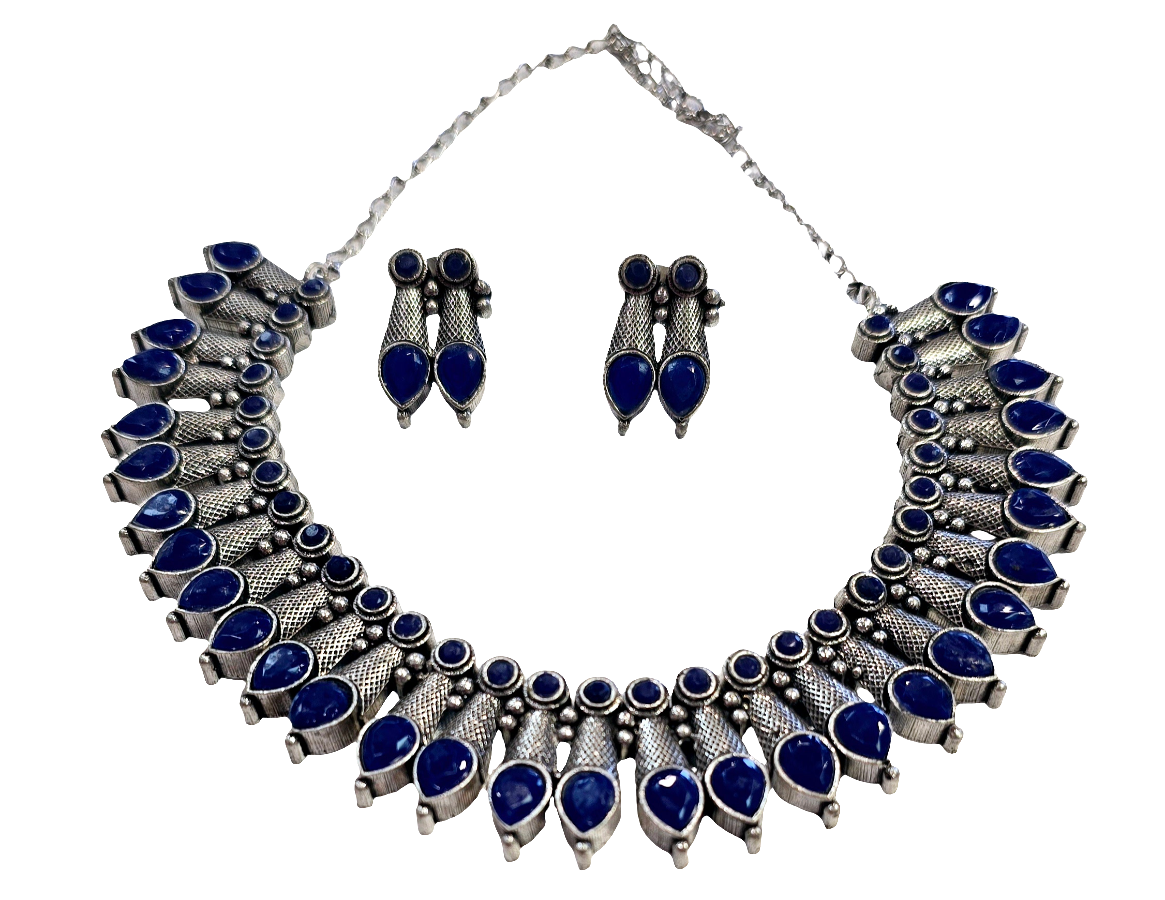 Beautiful Navy Blue Colored Oxidized Jewellery