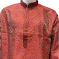 Beautiful Red Colored Jacquard Men's Kurta With Floral Printed Work