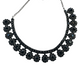 Alluring Floral Designed Silver Plated Black Color Oxidized Necklace Set With Earrings