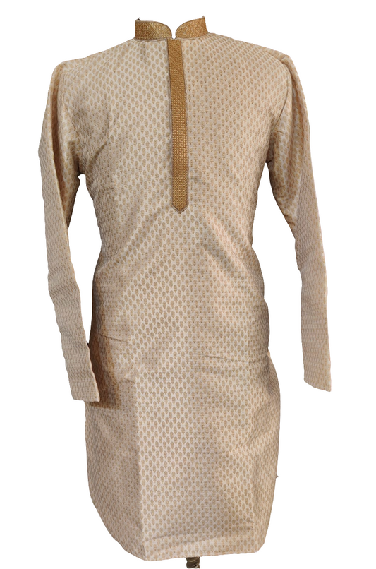 Alluring Ivory Color Full Sleeve Embroidery Work Kurta Pajama Set For Men