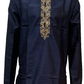 Stunning Blue Color Brocade Kurta With Handcrafted Zardozi Embroidery Work And Pajama Pant For Men