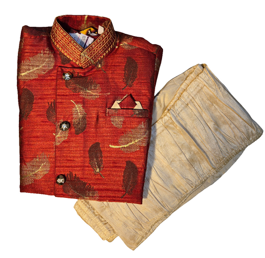 Elegant Red Color Designer Silk Kurta With Pajama Set