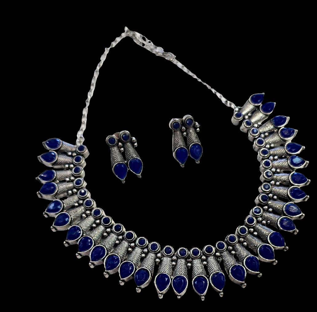 Beautiful Navy Blue Colored Oxidized Jewellery