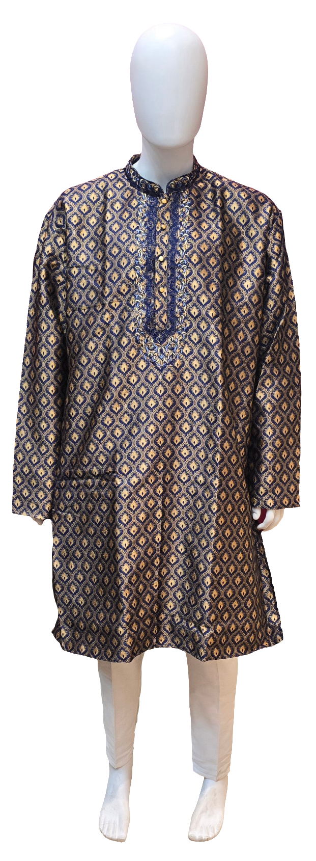 Beautiful Blue Color Jacquard Mens Kurta With Pajama Pant