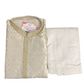 Dazzling Cream Color Full Sleeve Embroidery Work Kurta Pajama Set For Men